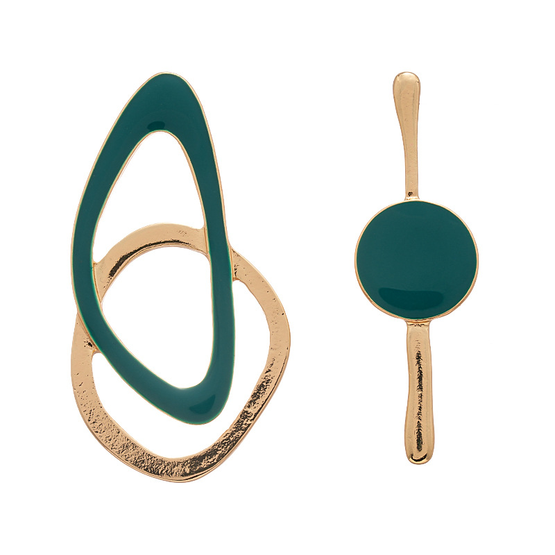 Retro goteo de aceite asimétrico irregular geometría agujas de acero pendientes de moda europea y americana temperamento simple de alta calidad pendientes de mujer