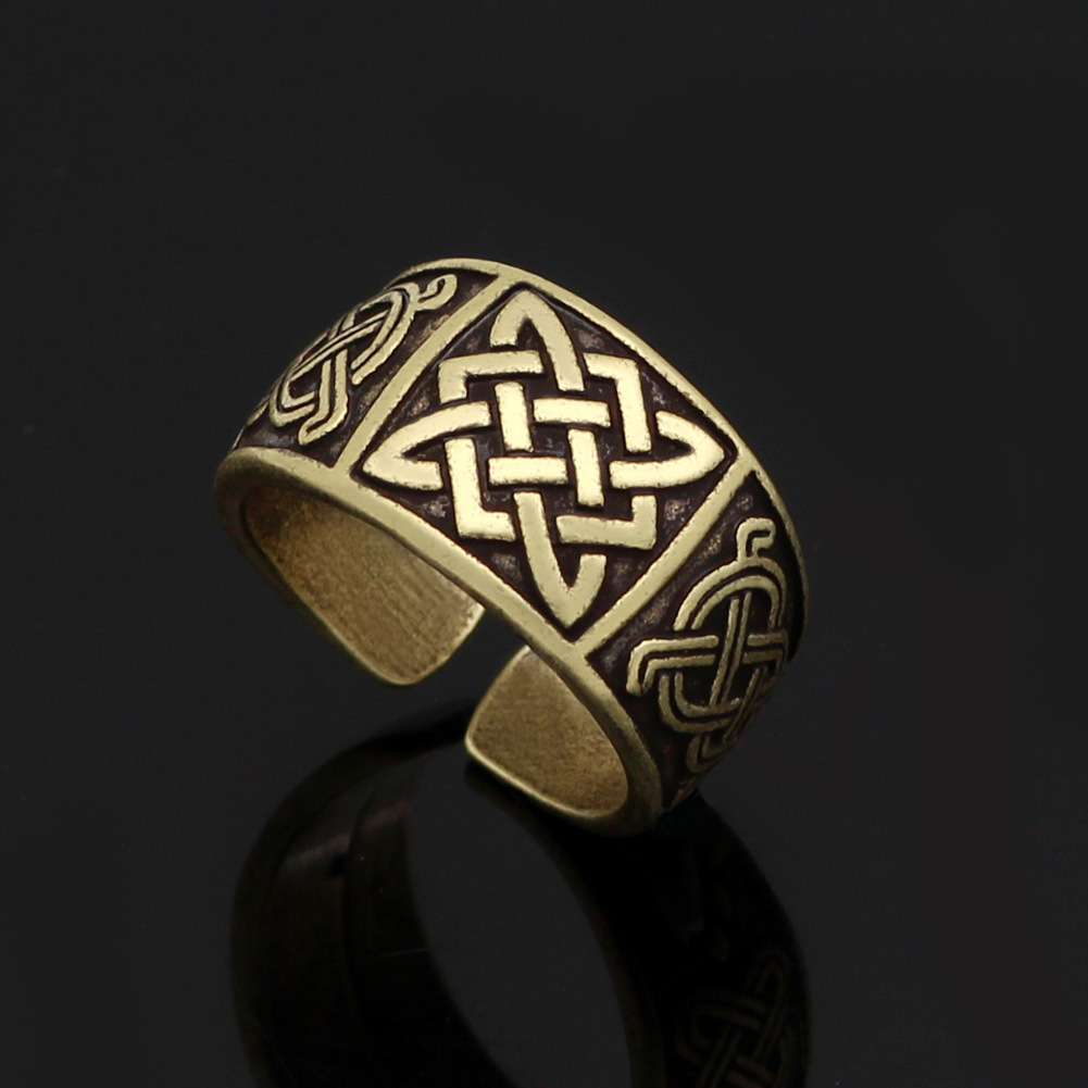 Adjustable Slavic Symbol Men's Ring Vintage Personalized Design_voghion.com