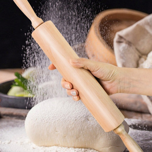 Household Rolling Pin Roller Screw Spiral Roller for Rolling Dumpling Wrappers Non-Stick Solid Beech Wood Pastry