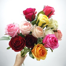 玫蕊仿真玫瑰花高端仿真花家居装饰情人节潘织布手感花束外贸出口