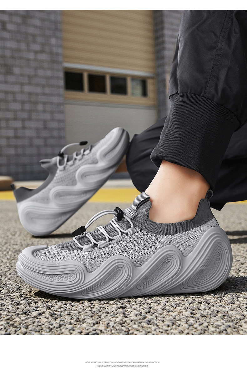 2026 New Summer Flyknit Men's Breathable Sports Casual Soft Sole Sock Coconut Mesh Shoes_vogvips.com