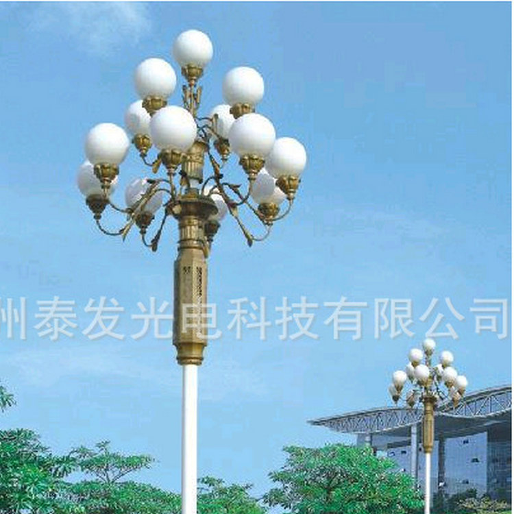 Magnolia-shaped landscape lights, nine-headed four-flame outdoor Chinese-style lights, streetlights, plaza lights, high-mast lights, LED mid-mast lights.