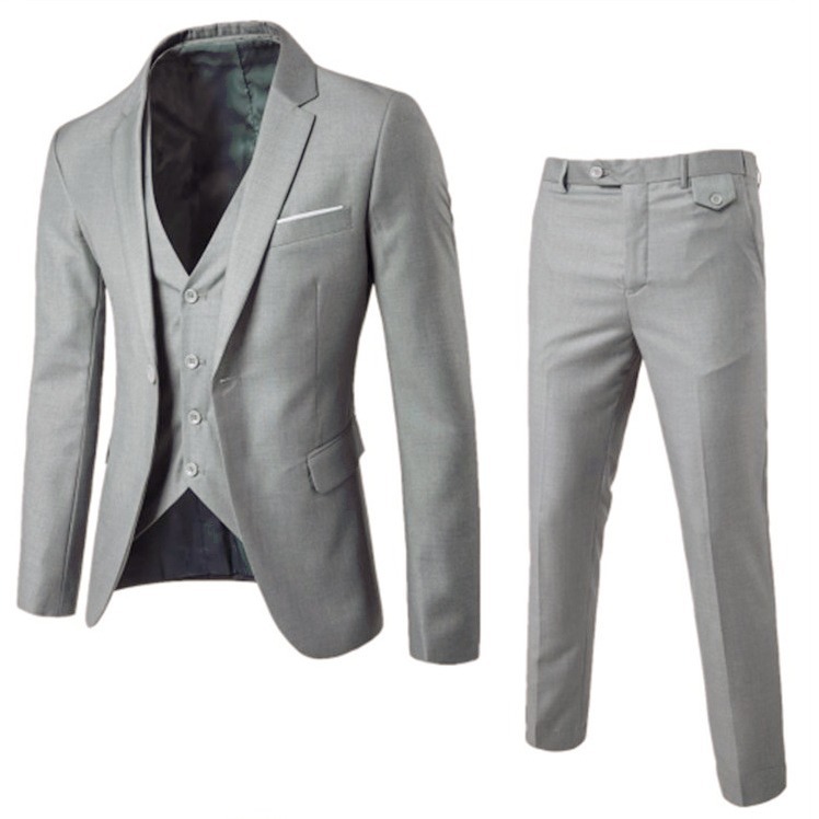 Traje casual de negocios de los hombres traje de color sólido no planchar traje pequeño estilo británico caballero chaqueta de oeste de los hombres ropa casual profesional