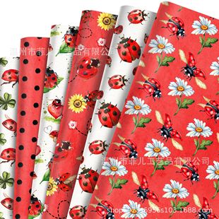 Wz130 Seven-Star Ladybug Gift Decorative Paper Holiday Insect Party Gift Gift Box Paper Red Polka Dot Outer Wrapping Paper