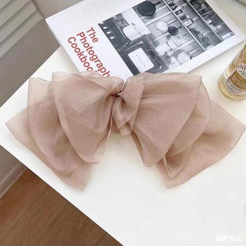 Internet celebrity chiffon spring clip ponytail super fairy big bow hair clip women's back of the head new cloud head flower hair accessories