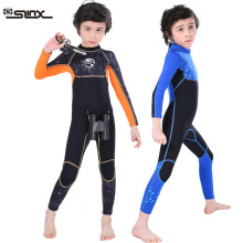 slinx儿童潜水服男3mm连体儿童泳衣长袖保暖儿童潜浮防晒水母衣