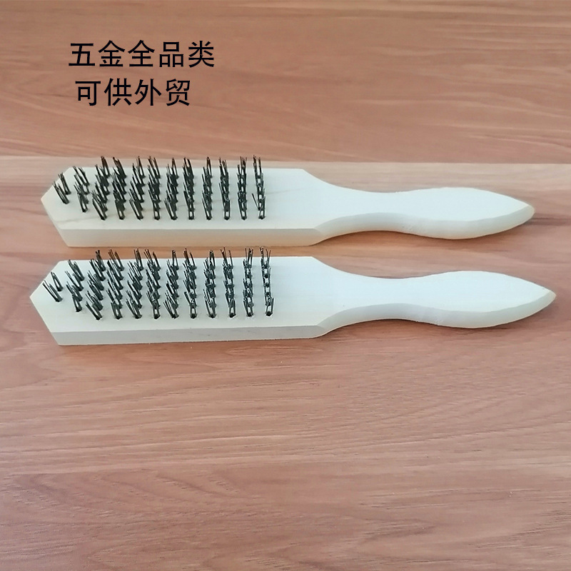 Fabricante en stock mango de madera cepillo de alambre pulido de metal eliminación de óxido cepillo de limpieza de aceite cepillo de escamas de pescado