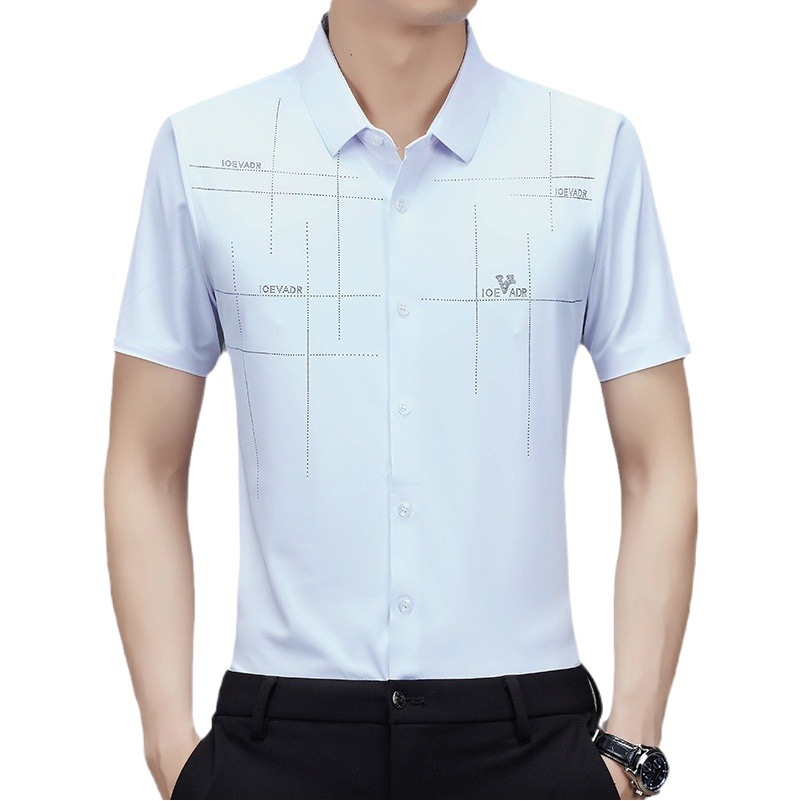 2023 Verano nuevo TikTok mismo estilo camisa de manga corta para hombres camisa sin costuras de negocios