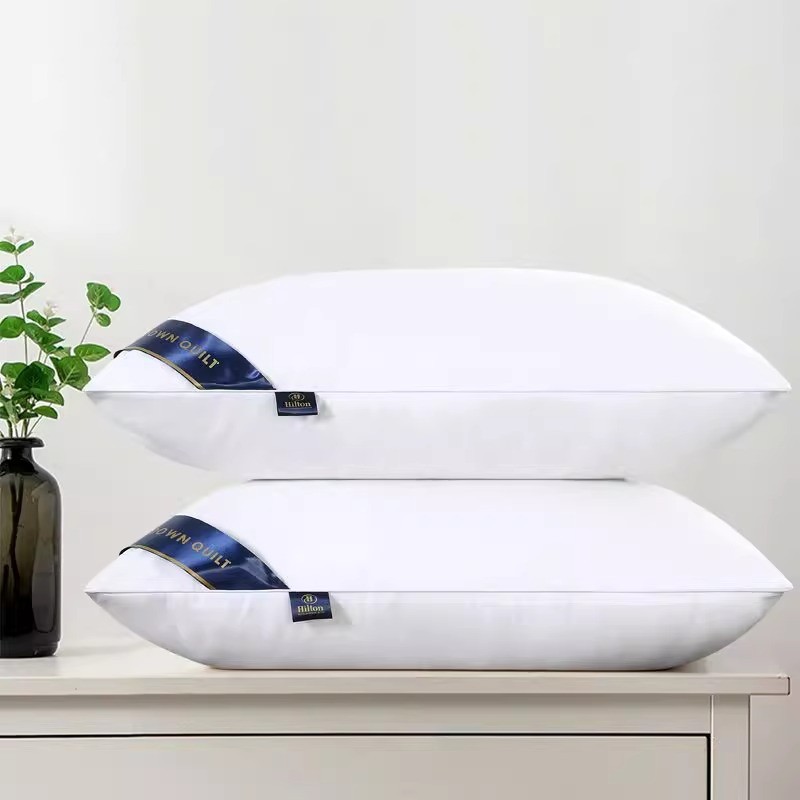 Hotel Core Neck Support Feather Velvet Pillows Set Of Two White_voghion.com