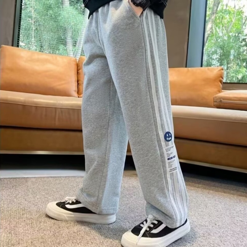 男の子パンツ 2025 新しい中型および大型子供男の子春と秋のカジュアルスウェットパンツ韓国スタイルのファッショナブルで多用途なストレートパンツ|undefined