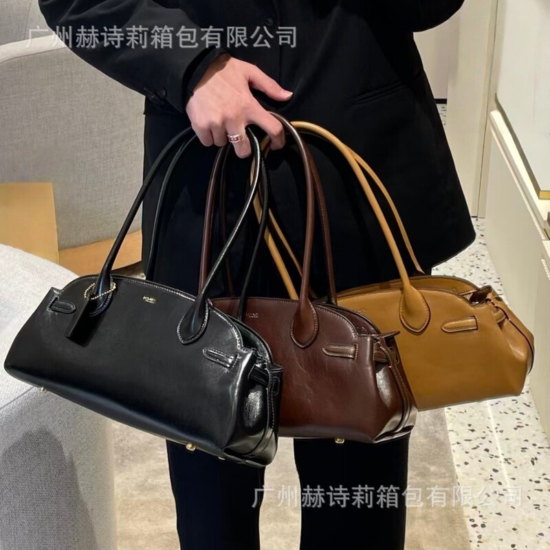 Koujia Empire Carryall 34 Oil Wax Leather Baguette Underarm Bag High Quality Portable Bowling Bag Shoulder Bag