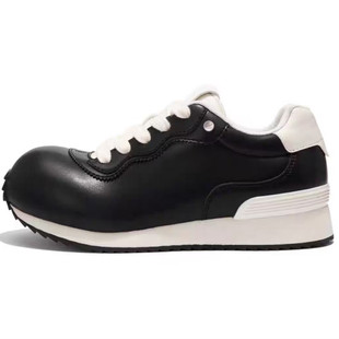 2024 autumn and winter new Malioka ventilated big head round head leather sneaker thick-soled casual skate shoes jogging shoes