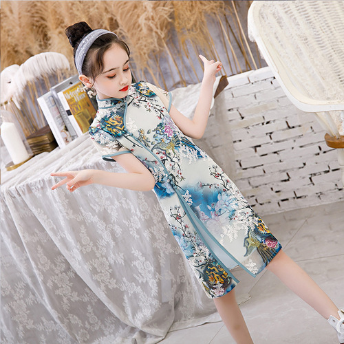 summer wind children Chinese new outfit the improved wind female baby qipao dress of the republic of China