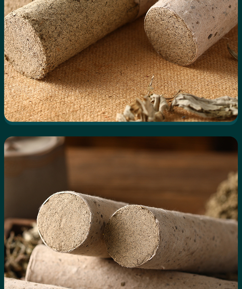 Moxa Stick Ai Tiao 艾条 10cm Mulberry Paper Wrapped Stone Ground Moxibustion Roll for Warming Therapy preparation