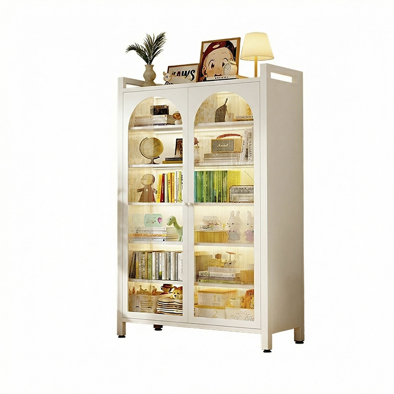 Gabinete de acero con puerta estante de libros para niños dormitorio armario de almacenamiento sala de estar mostrador armario de hierro forjado estante de almacenamiento armario de almacenamiento a prueba de polvo