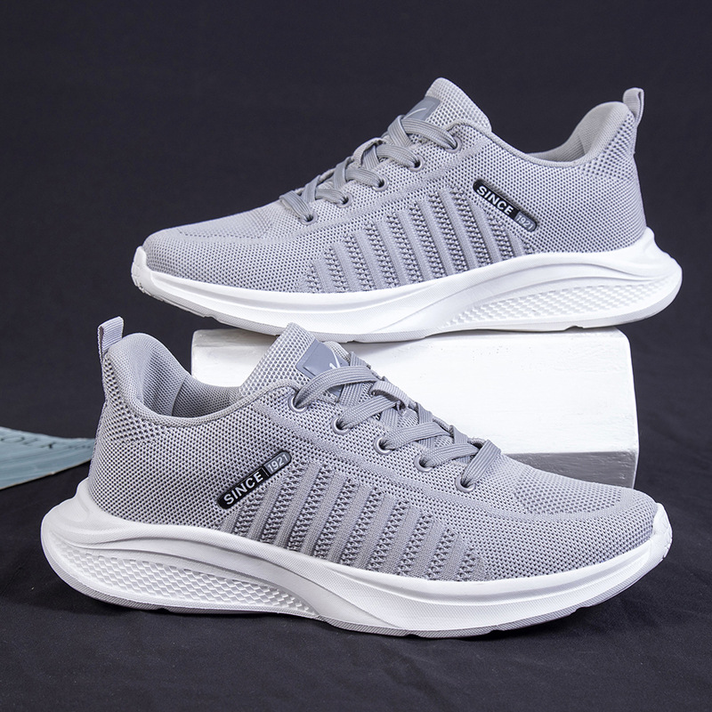 Men's 2022 Cross-border New Fashion Sports Shoes Breathable Flyknit Lace-up Running Shoes Korean Style Casual Low-top Trendy Shoes