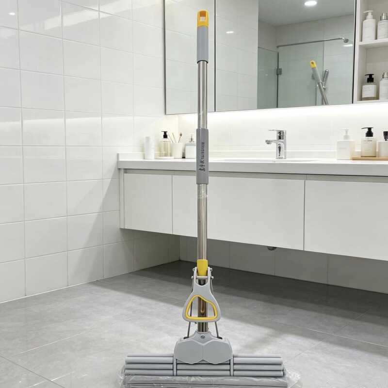 Sponge Mop for Home Use, Hands-Free Cleaning, Stainless Steel Telescopic Handle, Hands-Free Washing, Dual-Use for Dry and Wet Cleaning Sponge Mop for Home Use, Hands-Free Cleaning, Stainless Steel Telescopic Handle, Hands-Free Washing, Dual-Use for Dry and Wet Cleaning
