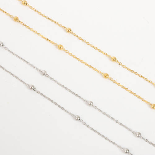 Cross-border hot-selling stainless steel flat o cross-wrapped bead chain 03 04 05 color-preserving vacuum electroplating DIY jewelry chain