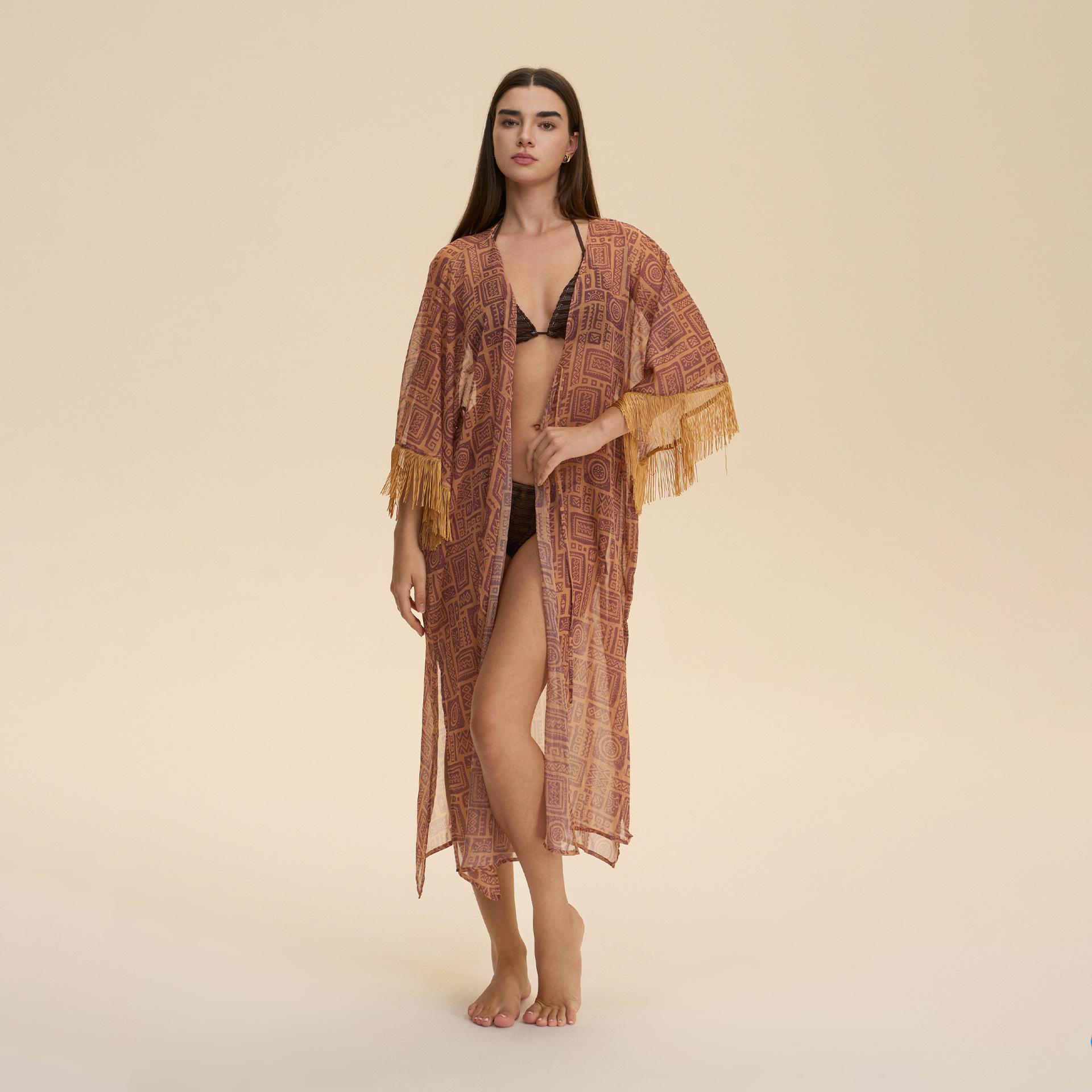 Amazon transfronterizo Europa y América de verano pijamas de chiffón camisas de playa de mujer túnica de abrigo abrigo ZP3940