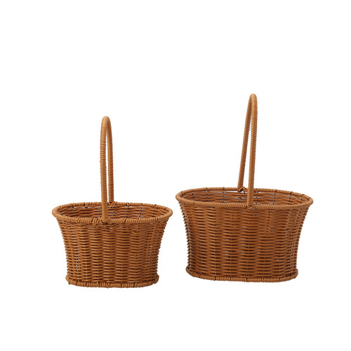 Iron style retro pastoral style hand-woven hand-woven flower basket flowers and green plants picnic storage basket
