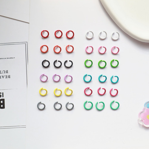 1.2 × 8mm Metal Painted Colorful Single-Loop Open Rings, C-Shaped DIY Handmade Jewelry Material Accessories