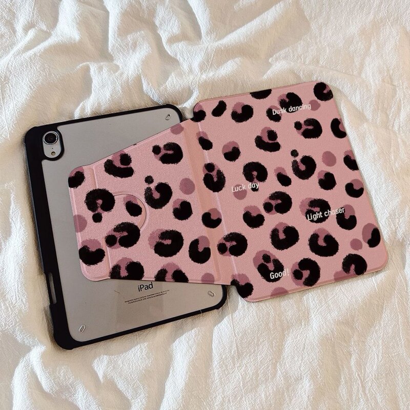 Pink cartoon leopard print tablet case for iPad 10/11/12 generation/Air4/5/6/8/10.2 Pink cartoon leopard print tablet case for iPad 10/11/12 generation/Air4/5/6/8/10.2