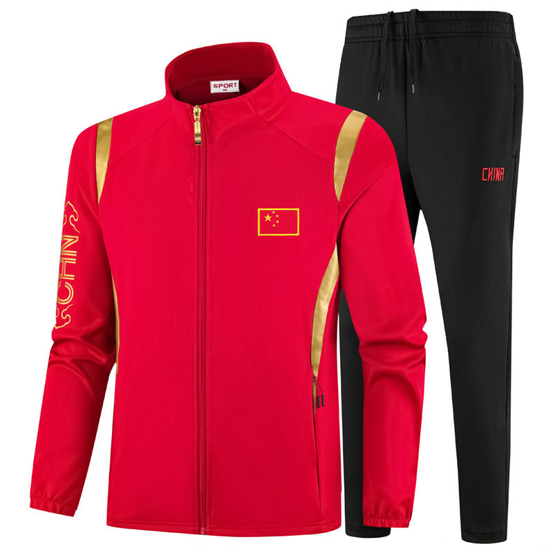中国国旗団体出場武術ユニフォーム春秋カップルスポーツスーツ運動服学校制服ワンピース卸売|undefined