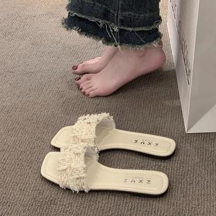 Fairy Style Slippers Women's 2024 Summer Outfit New All-Match Flat Shoes Casual Beach Sandals