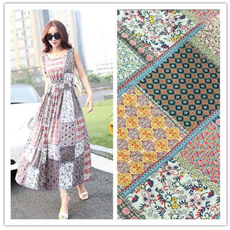 数码印花布料100克人棉精细印花面料夏季薄款连衣裙睡衣内衣布料