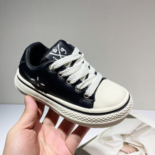 Children's ugly cute big head canvas shoes 2025 spring new soft bottom leather casual shoes for boys and girls fashion sneaker