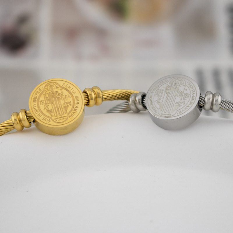 Wholesale In-Stock Cross-Border Popular Adjustable Steel Wire Elastic Bracelet Exorcist Titanium Steel Bangle Stainless Steel Jewelry