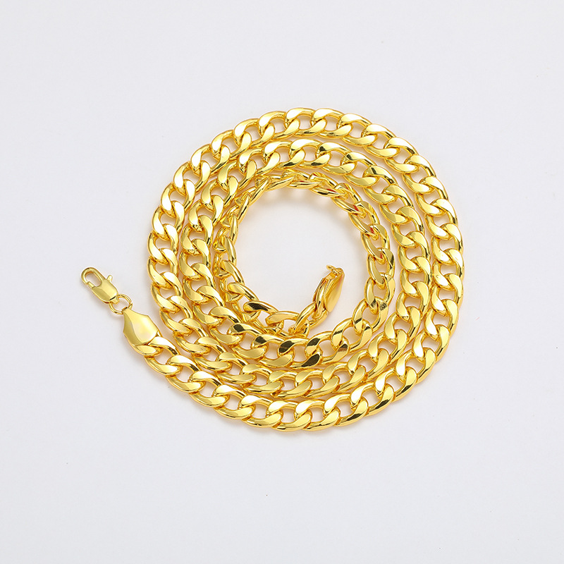 Cuban Chain Necklace For Men Gold And Silver Plated Torques_voghion.com
