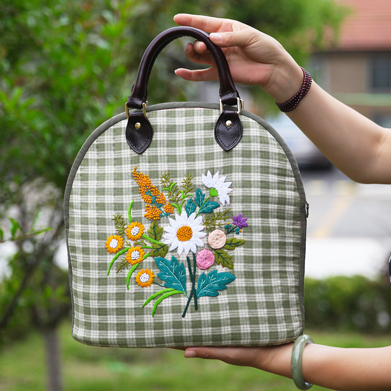 Bolso curvo-Chenhui hierba-verde (producto no terminado) + 20cm bordado de plástico estiramiento