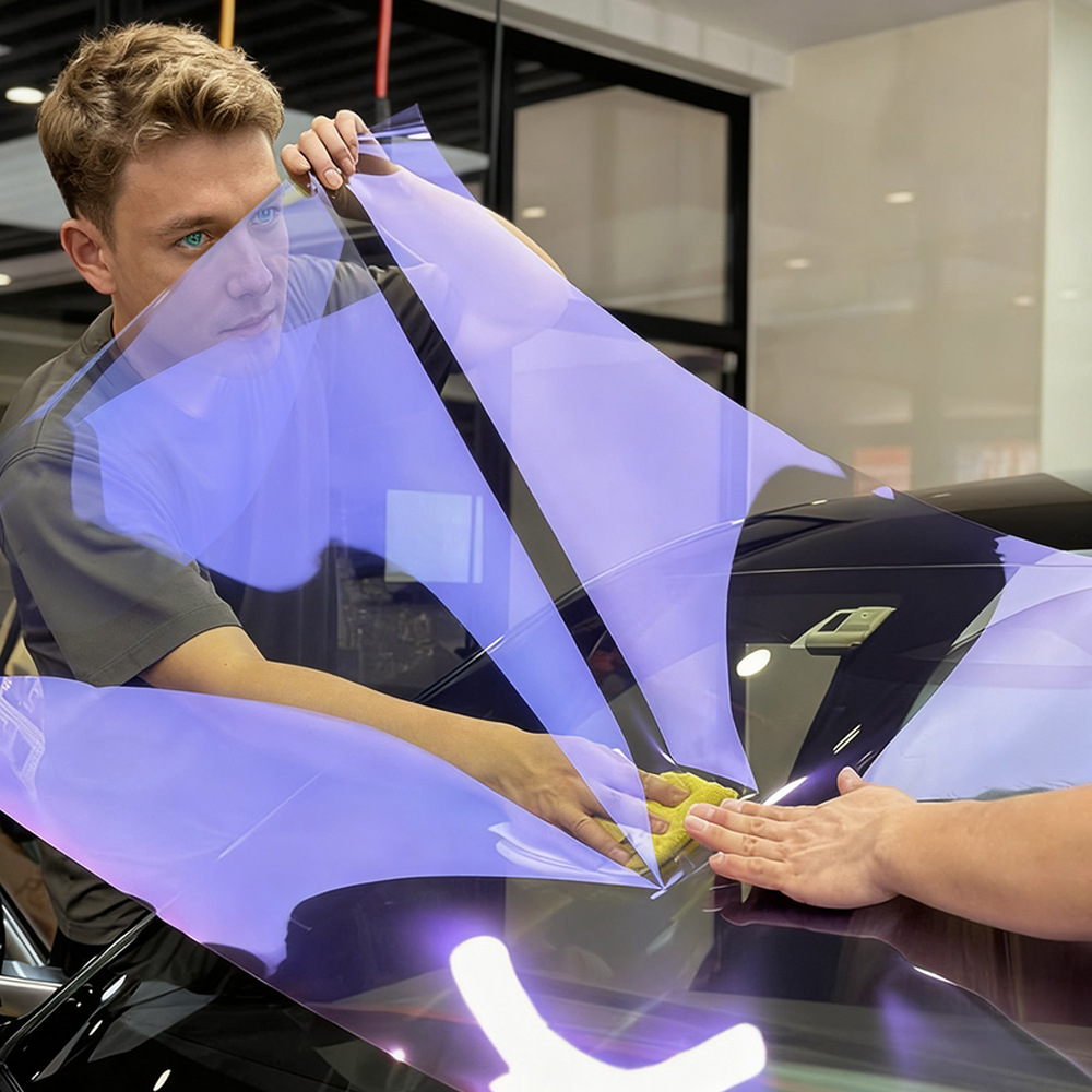 Car Front Windshield Sunshade Film Purple Colorful Sticker Window Sun Visor Strip Heat Insulation Film