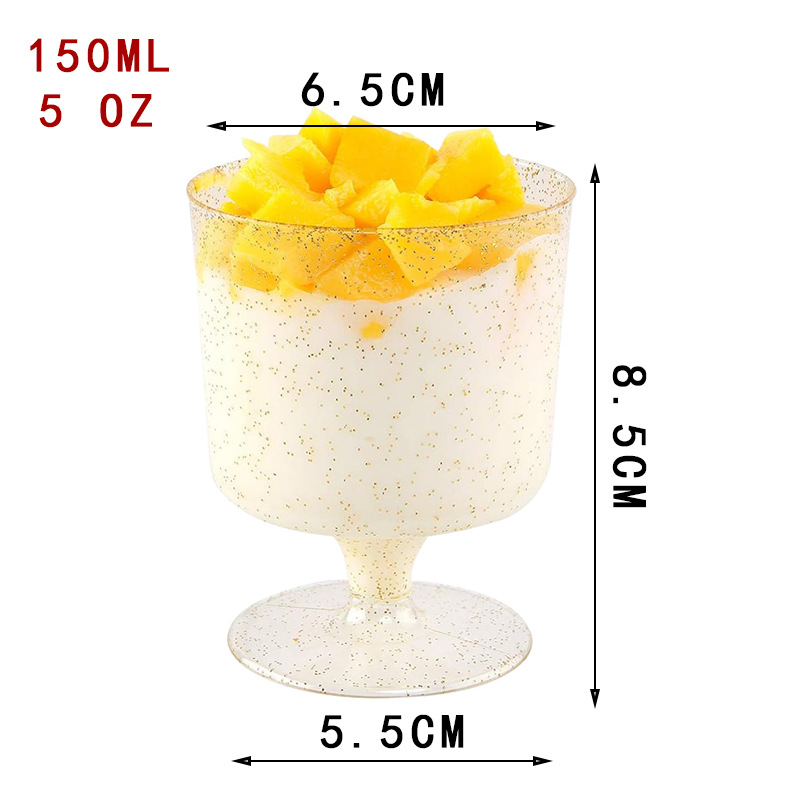 Taza de mousse trapezoidal de plástico transfronterizo con tapa taza de postre transfronterizo taza de helado prueba de bebida taza de postre de oro rosa al por mayor