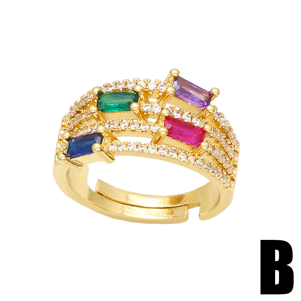 New Vintage Butterfly Copper 18K Gold-plated Inlaid Color Zircon Ring