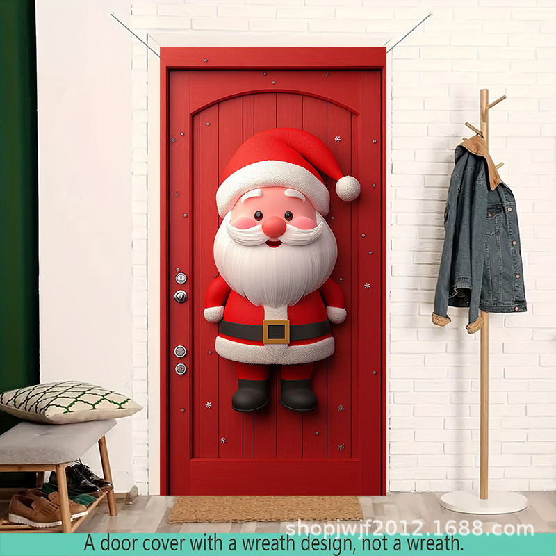 TEM Amazon transfronterizo nueva decoración de la cubierta de la puerta de Navidad rojo Santa Claus regalo cubierta de la puerta ambiente festivo fiesta