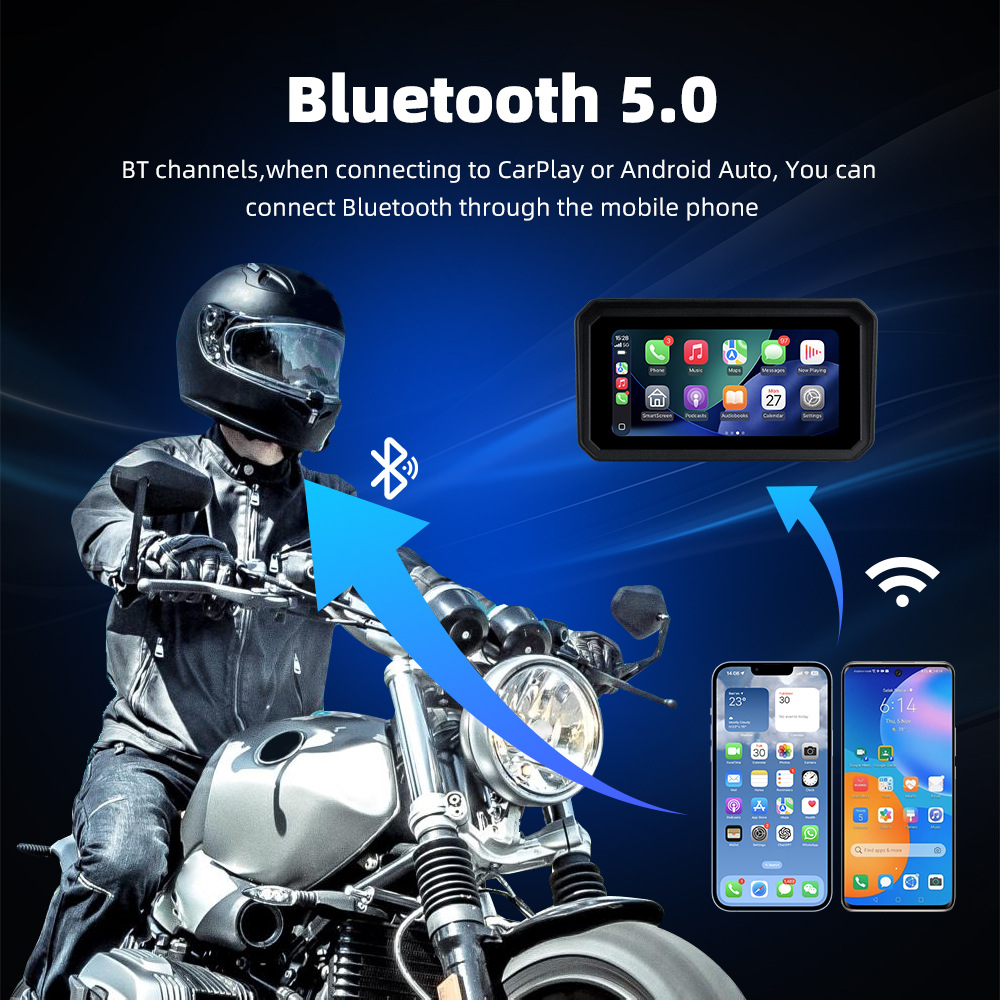 6.25inch Motorcycle Wireless Carplay/Android Auto Phone Screen Projection Dash Cam
