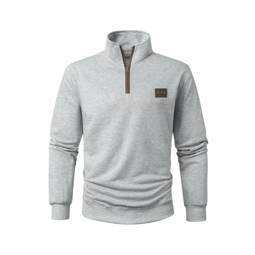 European version new American autumn and winter men's faux double-breasted hooded plush warm sweatshirt for men students mix