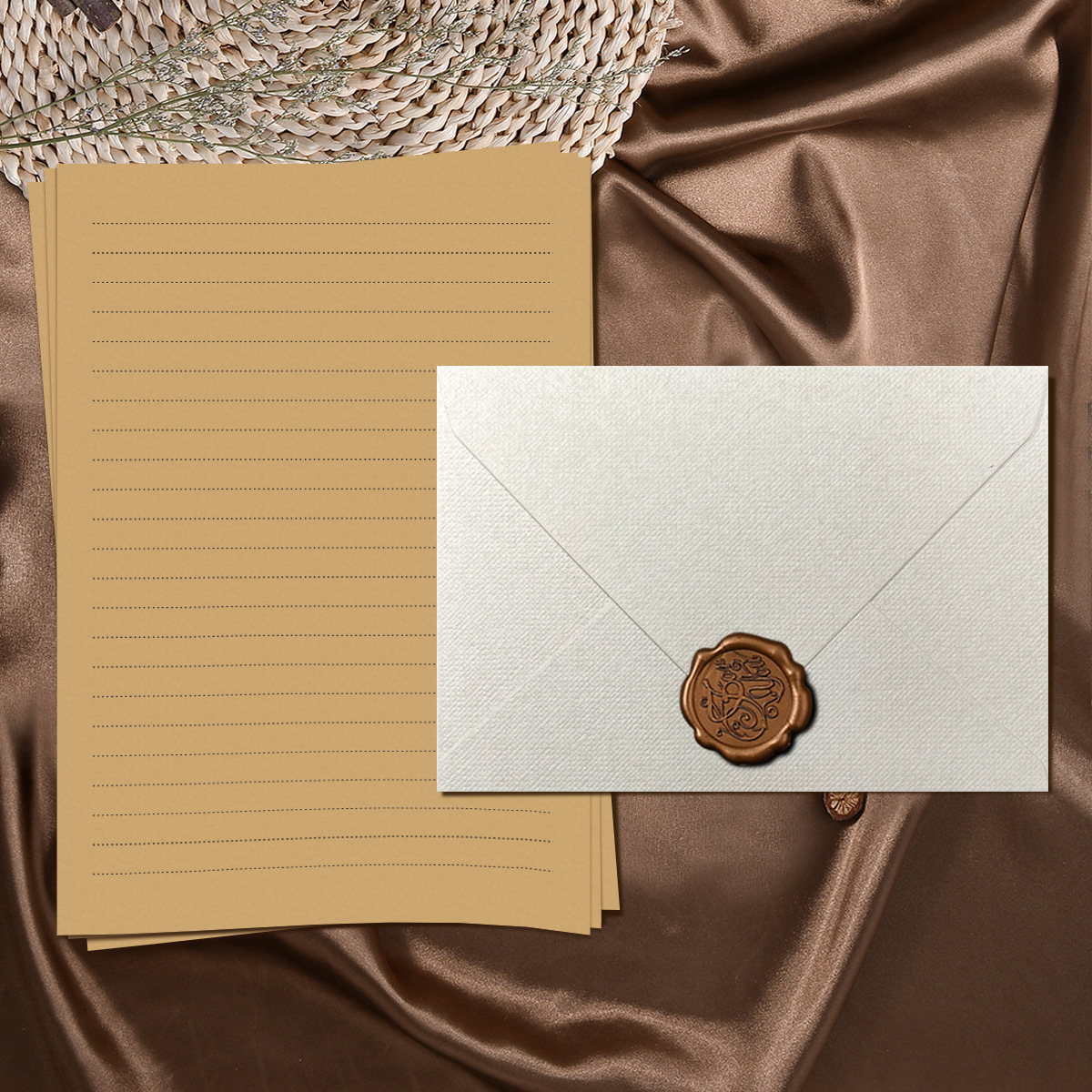 Sobre de lino conjunto de papel de carta retro carta de amor de estilo chino cuero especial papel de invitación postal sobre de pintura