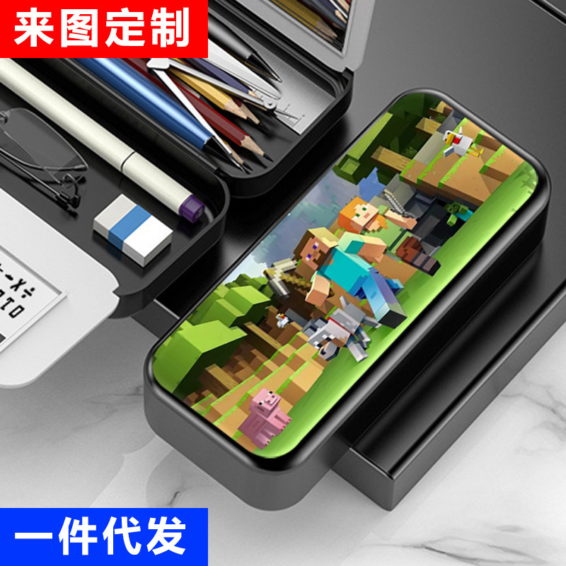 My World Pikachu Huo Shadow Assassin Astronaut Spider-Man Eating Chicken Peace Elite Stationery Box Large Capacity