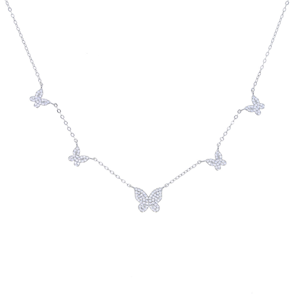 Wholesale Jewelry Basic Simple Style Heart Shape Butterfly Copper Zircon Necklace Cable Chain display picture 8