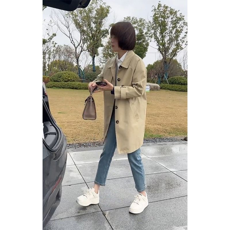 高级感卡其色风衣女2025春秋款时尚英伦韩版薄款显瘦中长款外套|undefined