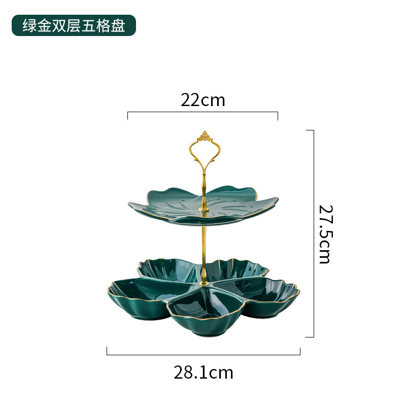Nordic cerámica multi-capa plato de fruta hogar sala de estar mesa de café mesa de postre merienda dulces fruta seca bandeja del compartimiento