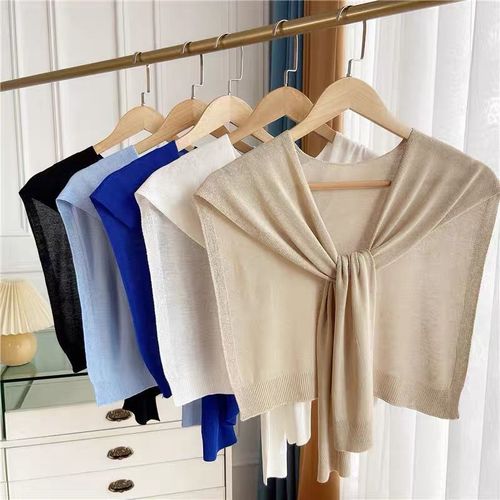 New Ice Silk Spring and Autumn Fashion Comfy Knit Shawl for Women, Korean Style, External Knot Multi-functional Decorative Cardigan Trend