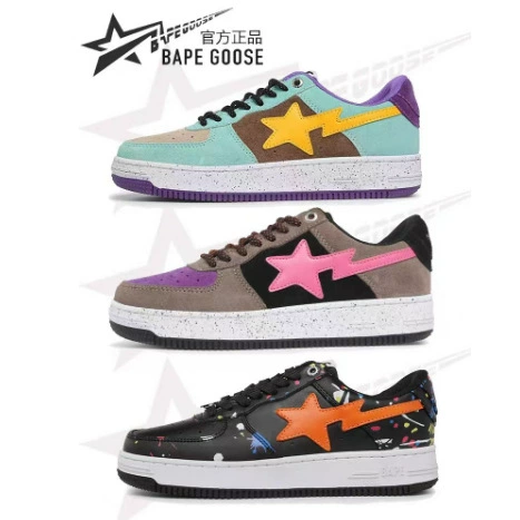 Bape Goose Joint из лакированной кожи Черный Серый Ретро-обувь на платформе спортивная обувь женская обувь со звездами AJ Air Force мужская летняя