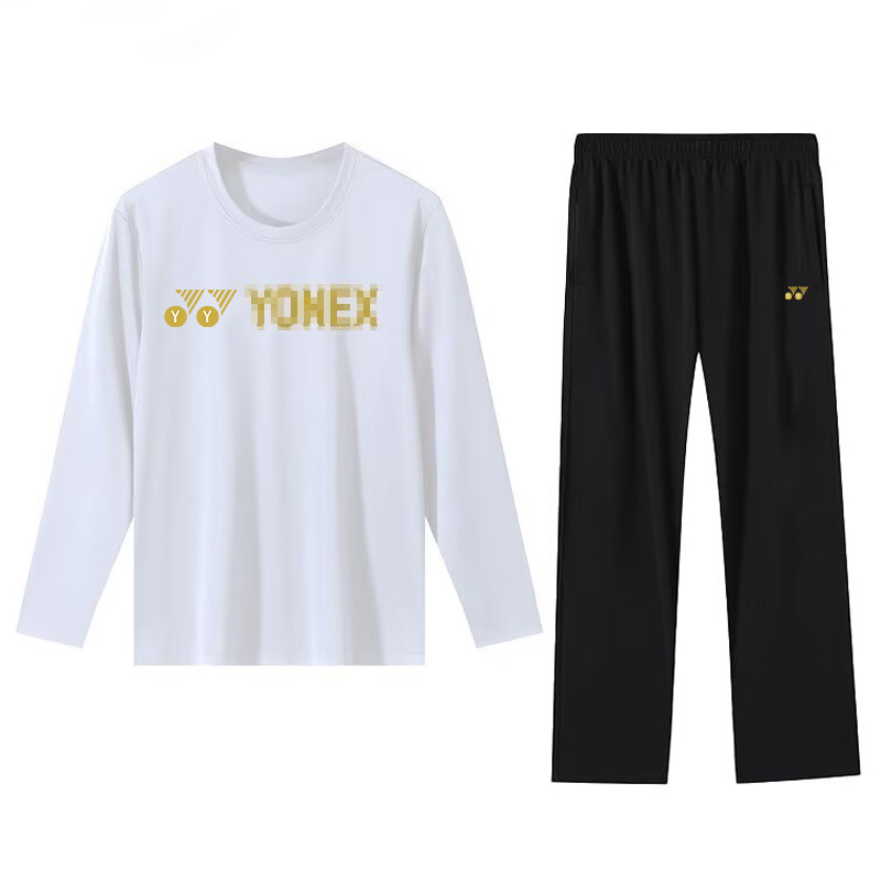 25 New Yy Badminton Uniforms for Men and Women, Sportswear Tops, Long-Sleeved Quick-Drying Appearance Uniforms, Printed Training and Competition Suits