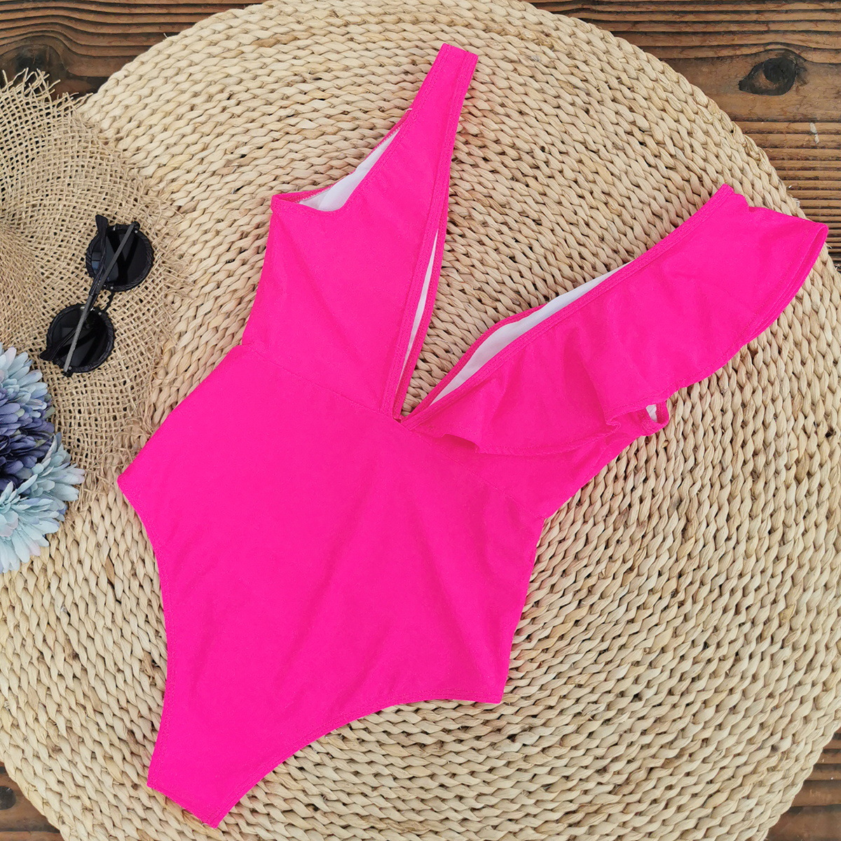 291g Weight Sleeveless Sleeve Length Polyester Fabric Type Short Top Length One-pieces Tops Type 1 Piece Quantity Swimming Occasion V Neck Neckline Slim Fit Type Flower Pattern Women's Gender Vacation Style Women's Vacation Flower 1 Piece One Piece Swimwear 9