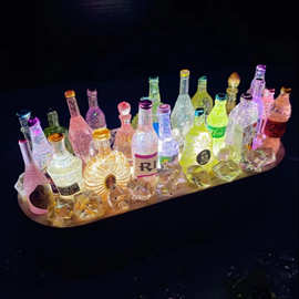 插电款实木圆方形发光底座led氛围灯底座diy七彩酒瓶夜灯装饰摆件