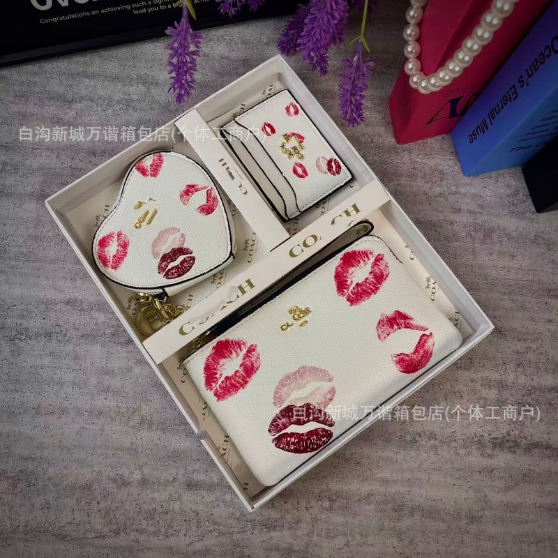 蔻家跨境女包三件套带盒百搭印花斜挎包钱包卡包套装欧美个性小包|undefined